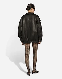 Oversize vegetable-tanned lambskin biker jacket