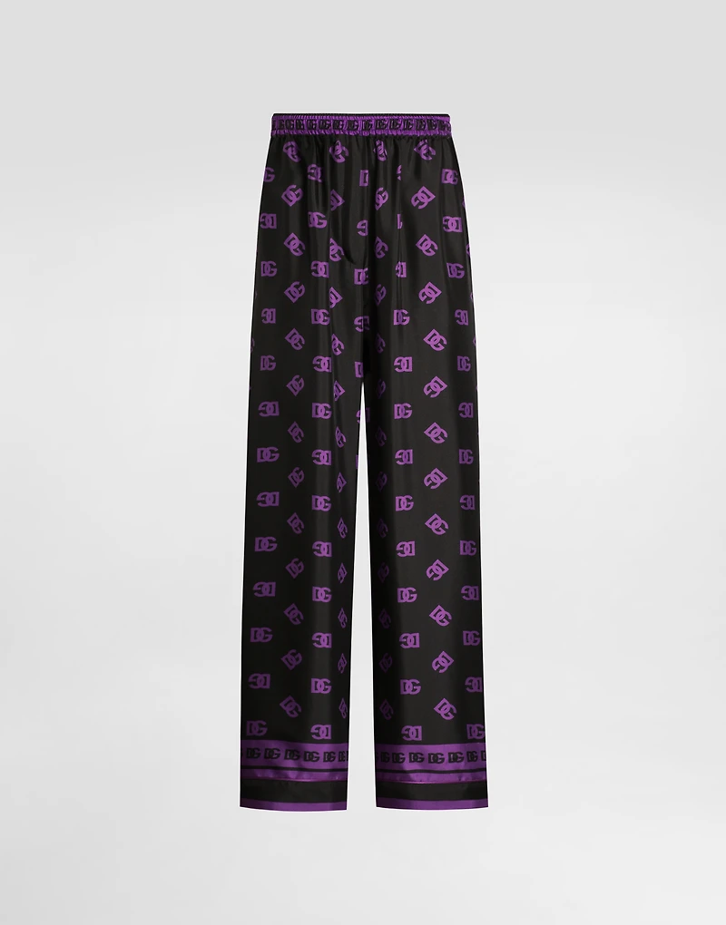 DG logo all-over print silk vanity pants