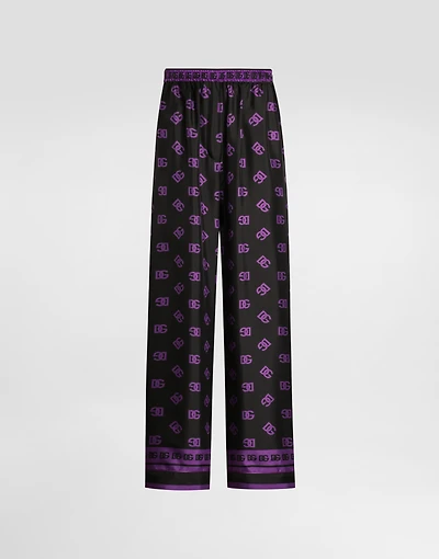 DG logo all-over print silk vanity pants