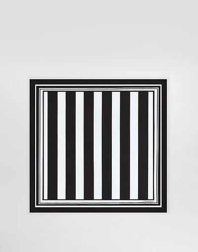 Striped-print silk twill foulard (50 x 50)