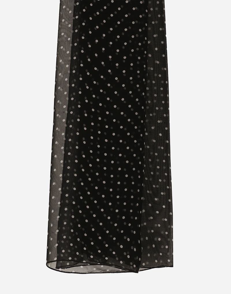 Chiffon top with polka-dot print and scarf detail