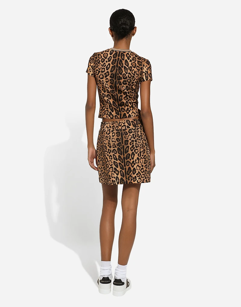 Leopard-print Crespo fleece miniskirt