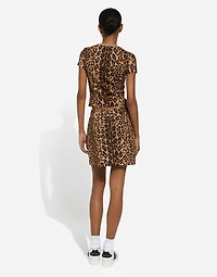 Leopard-print Crespo fleece miniskirt