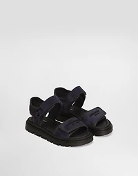 Split leather sandals with Dolce&Gabbana logo print