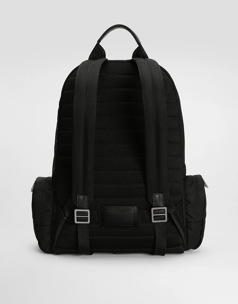 Nylon backpack with rubberized logo