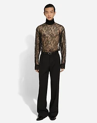 Loose lace turtleneck with shirt cuffs