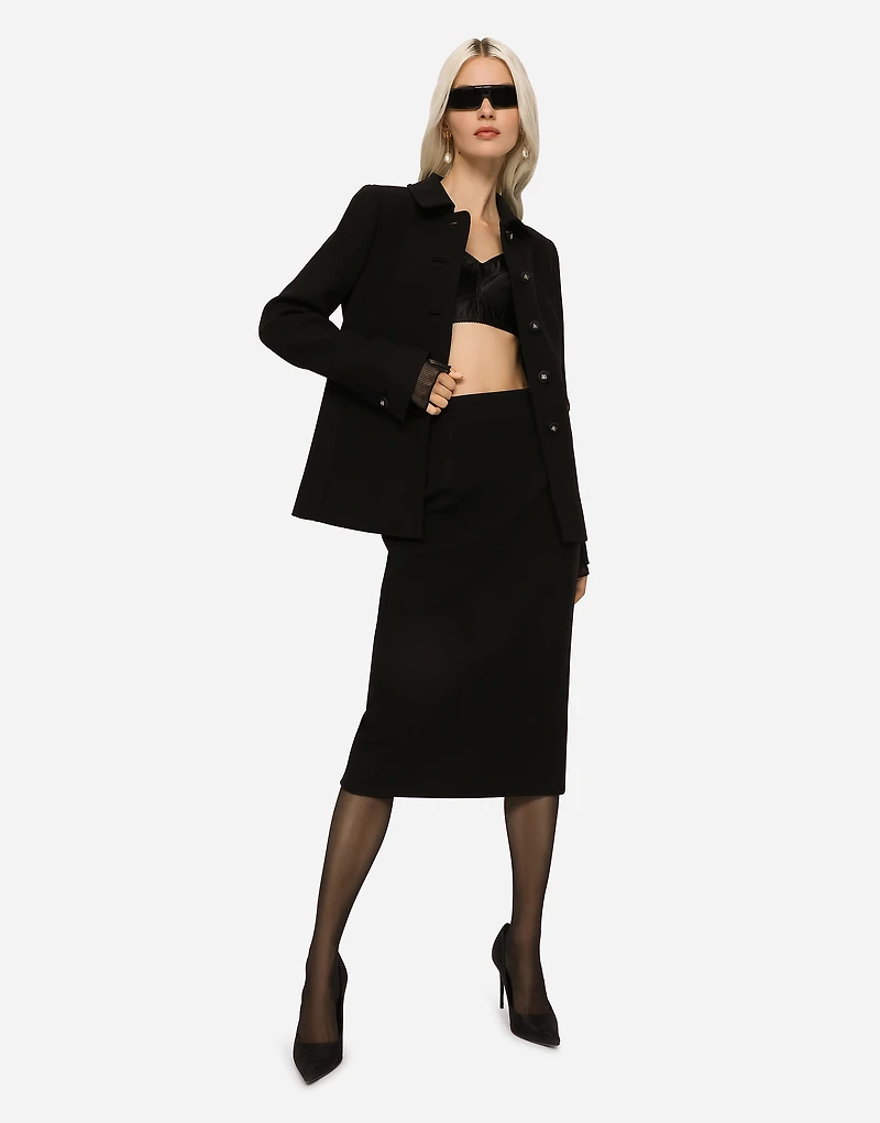 Woolen calf-length skirt
