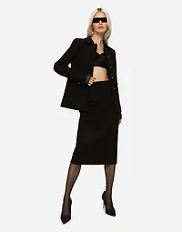 Woolen calf-length skirt