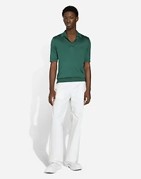 Silk polo-shirt with Dolce&Gabbana embroidery