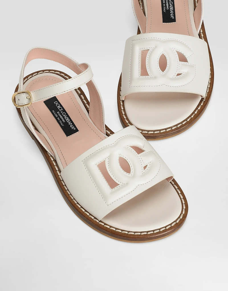 Calfskin sandals with cut-out DG logo