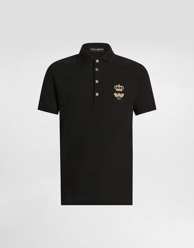 Cotton piqué polo-shirt with embroidery