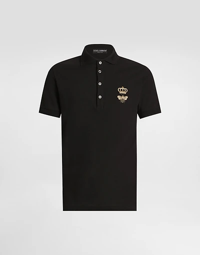 Cotton piqué polo-shirt with embroidery