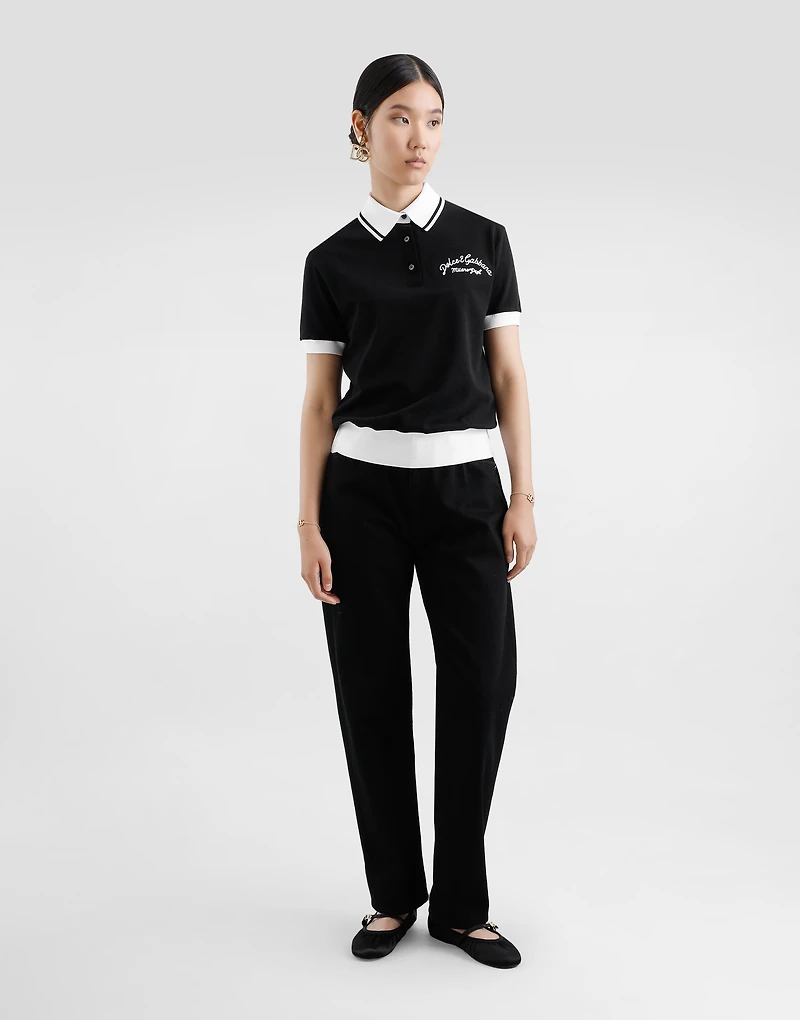 Short cotton piqué polo-shirt with DG logo embroidery