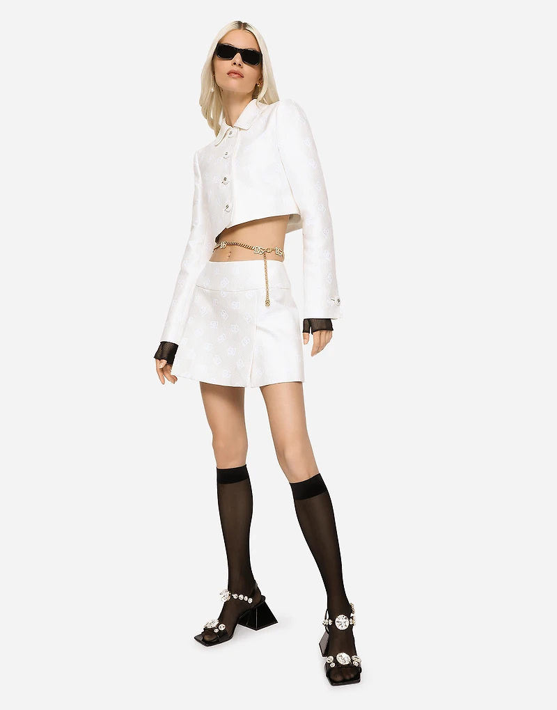 Short jacquard jacket with all-over DG logo