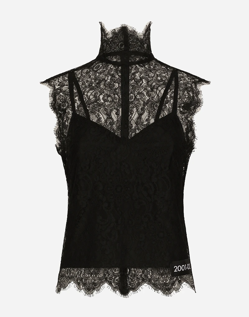 Sleeveless Chantilly lace top