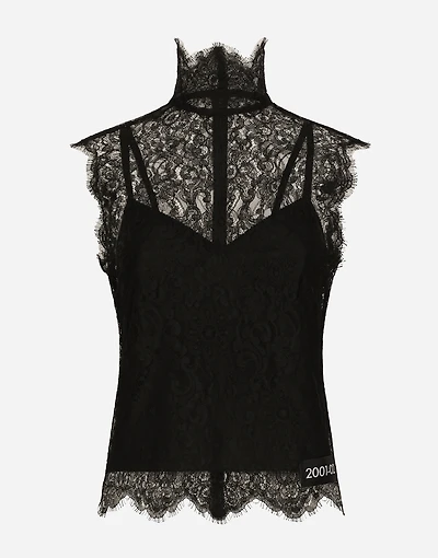 Sleeveless Chantilly lace top