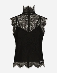 Sleeveless Chantilly lace top