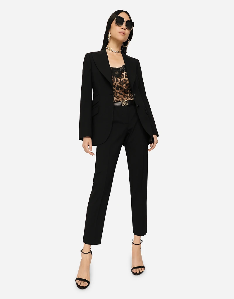 Single-breasted woolen Turlington blazer