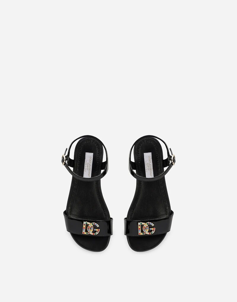 Patent leather sandals with DG logo