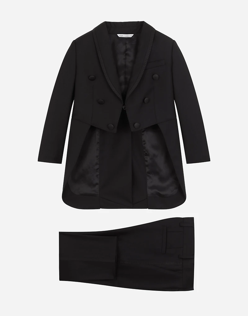 Single-breasted evening suit in stretch woolen fabric