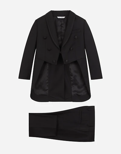 Single-breasted evening suit in stretch woolen fabric