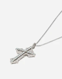 Cross Pendant 18-carat white gold, aquamarines, and diamonds