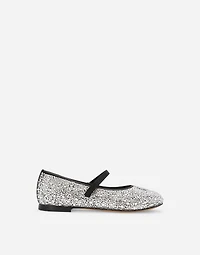 Satin ballet flats with fusible rhinestones
