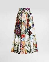 Bouquet flower-print wide skirt