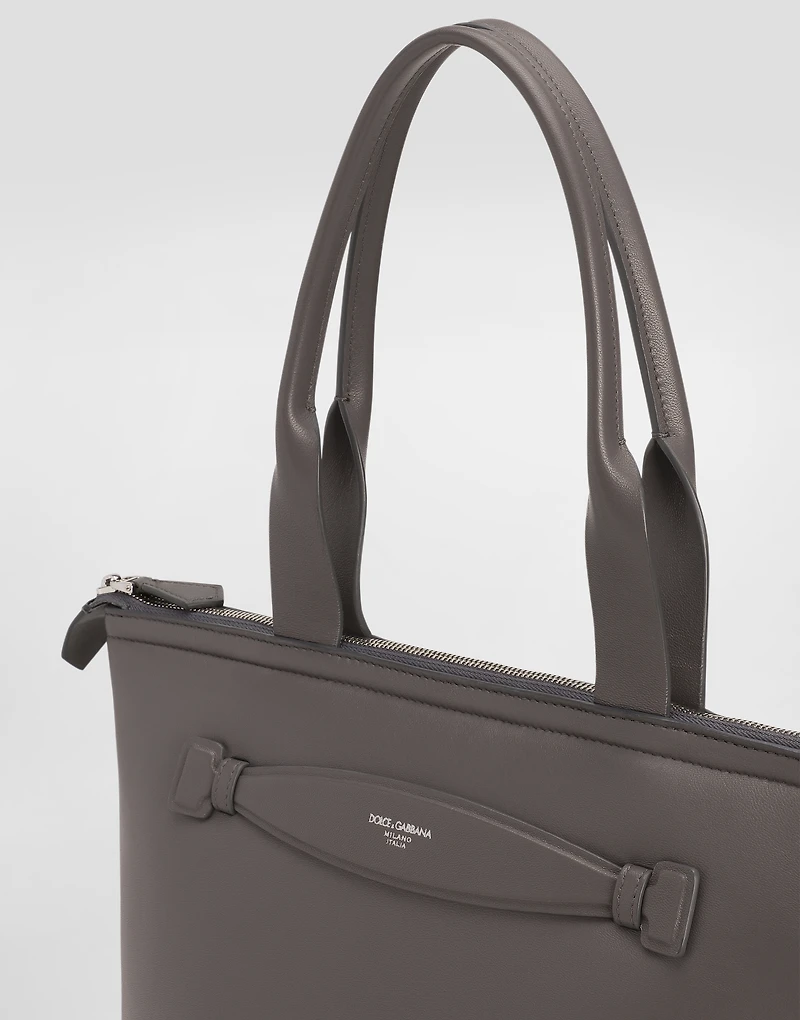 Calfskin nappa leather shopper