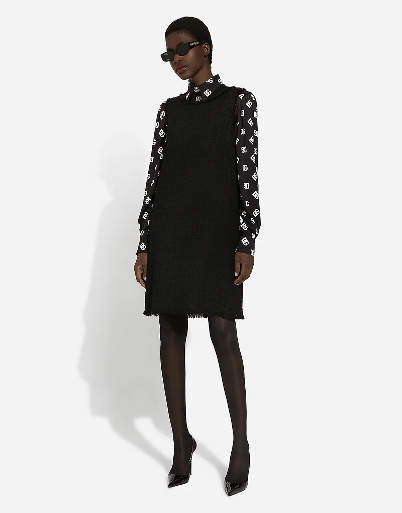 Raschel tweed calf-length dress with DG logo