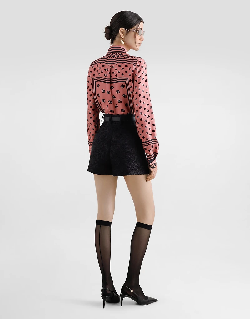 Quilted floral jacquard shorts with DG logo