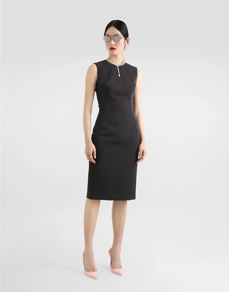 Woolen calf-length sheath dress