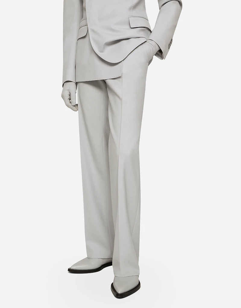 Stretch wool twill pants with straight leg
