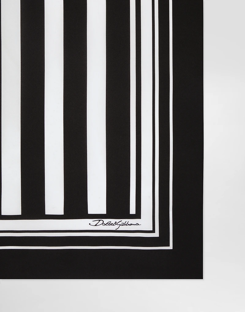 Striped-print silk twill foulard ( x