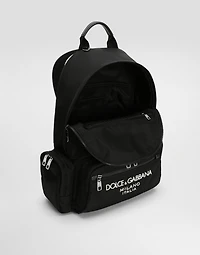 Nylon backpack with rubberized logo