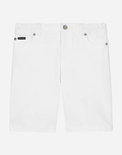 5-pocket denim shorts with branded tag