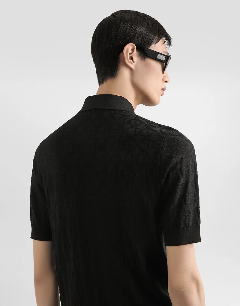 Silk polo shirt with logo