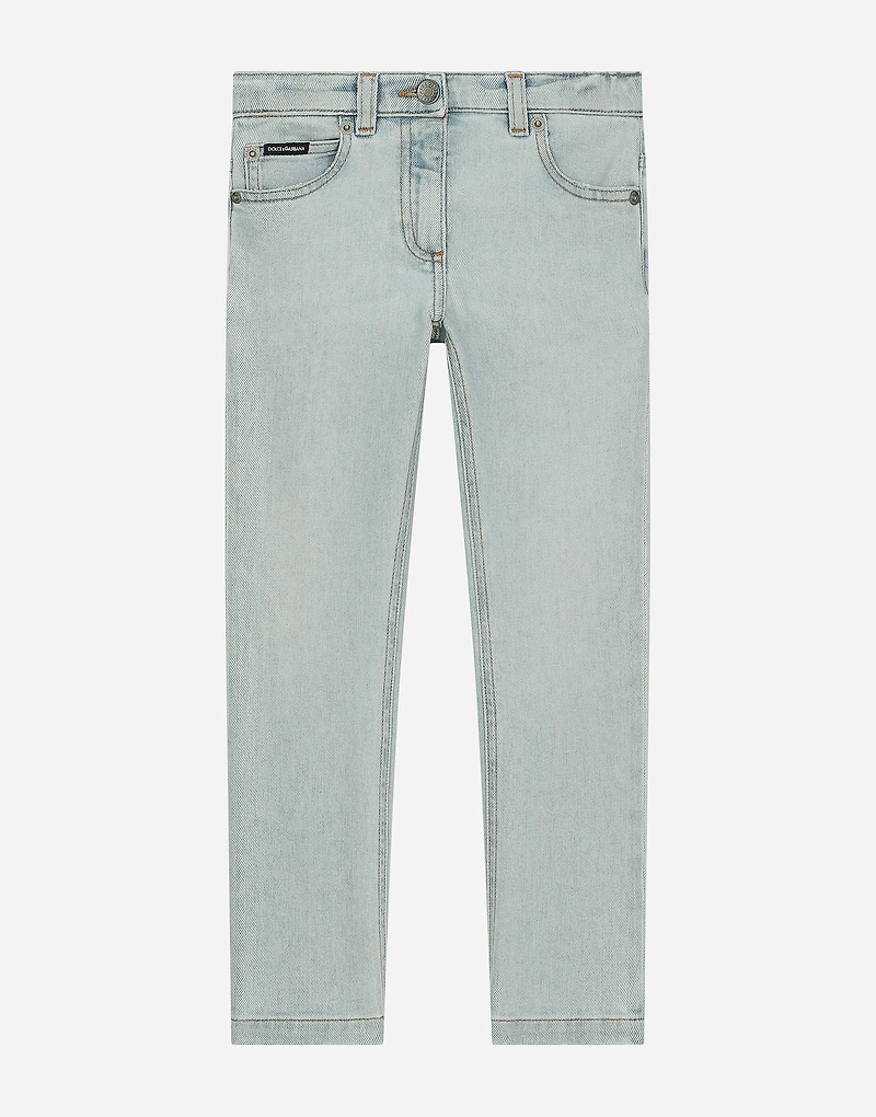 5-pocket treated denim jeans