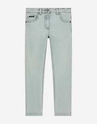 5-pocket treated denim jeans