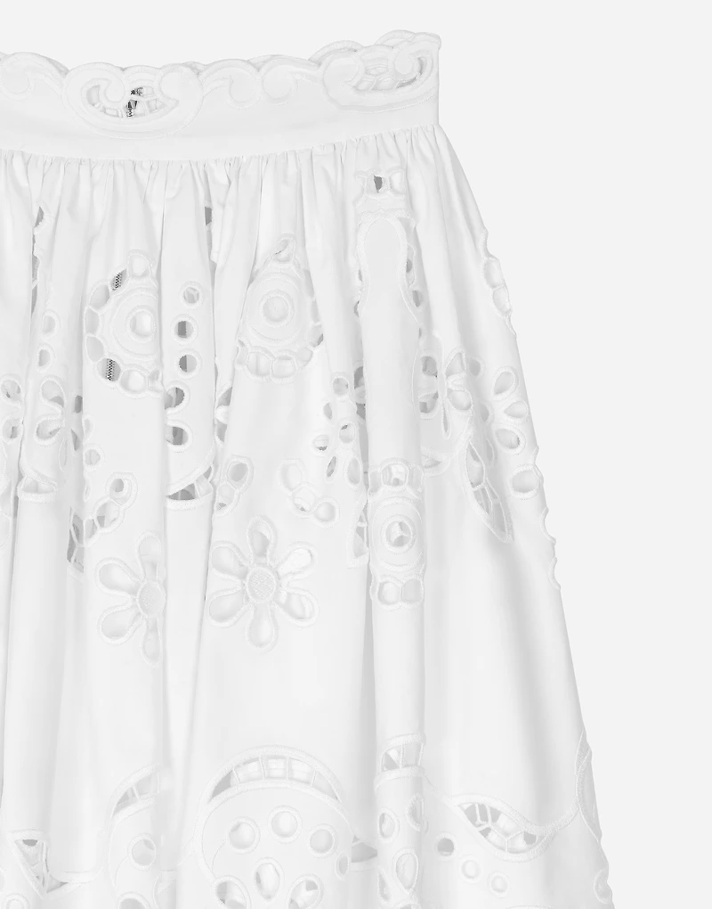 Cotton midi circle skirt with cut-out detailing