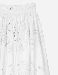 Cotton midi circle skirt with cut-out detailing