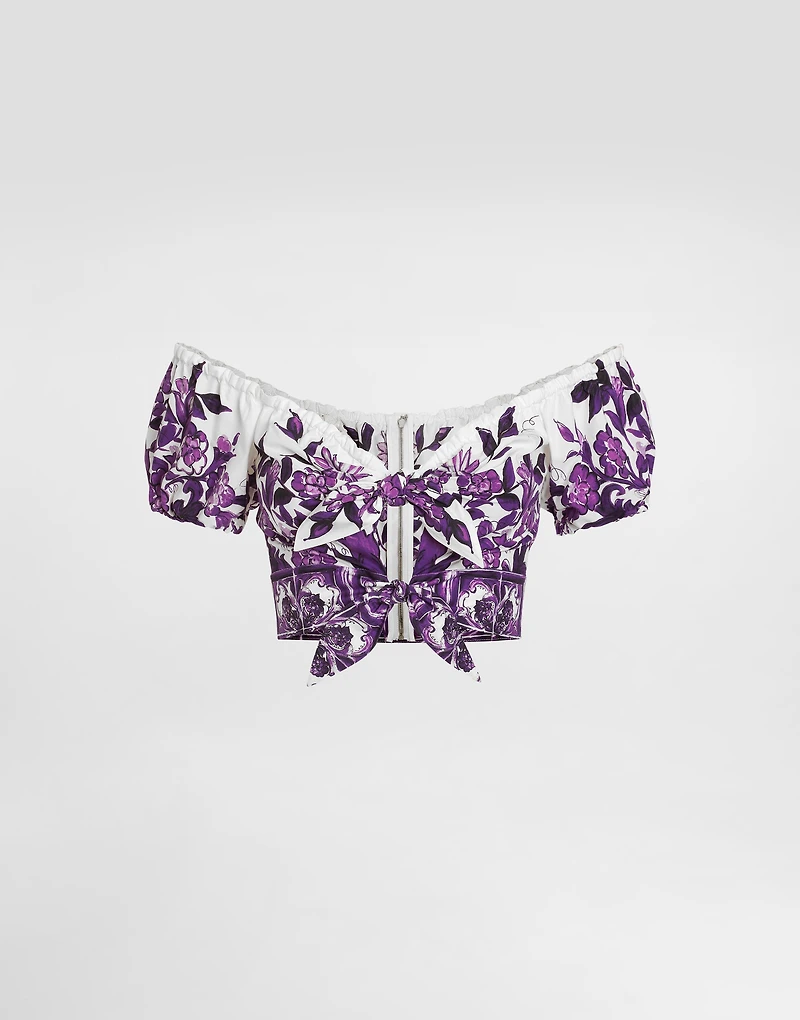 Majolica-print poplin top