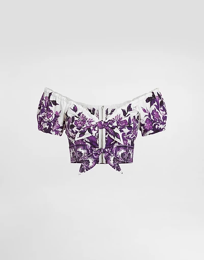Majolica-print poplin top