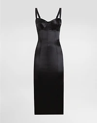 Satin calf-length corset dress with bra detail