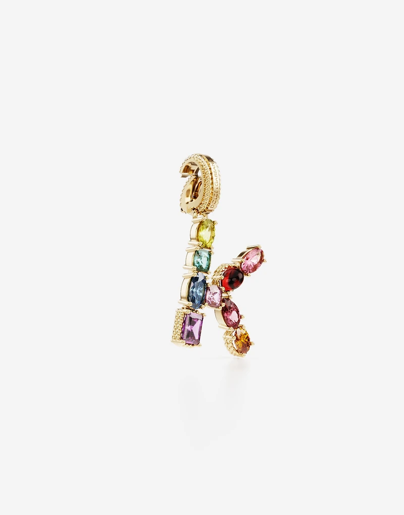 Charm K Lettering 18-carat yellow gold and multicolored gems