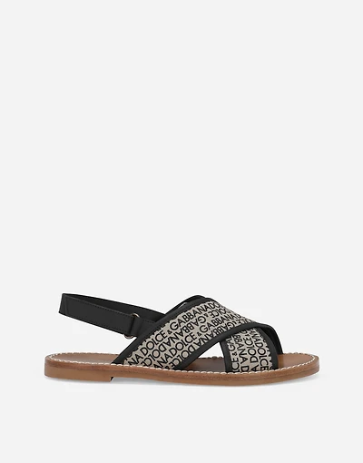 Canvas sandals with Dolce&Gabbana logo print