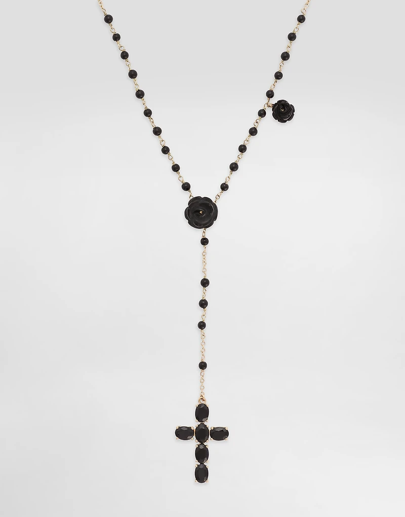  Sicily Rosary Necklace
 18-carat yellow gold, black sapphires and black jade