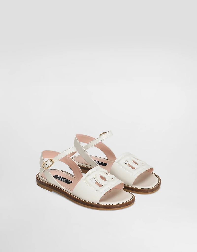 Calfskin sandals with cut-out DG logo