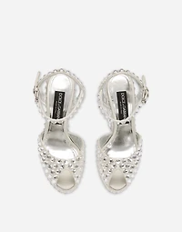 Satin platforms with fusible rhinestones