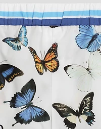 Striped poplin shorts with butterfly print
